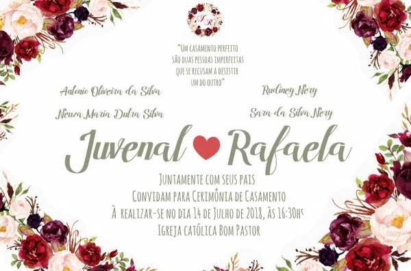 100 convite floral marsala barato somente conteÃºdo