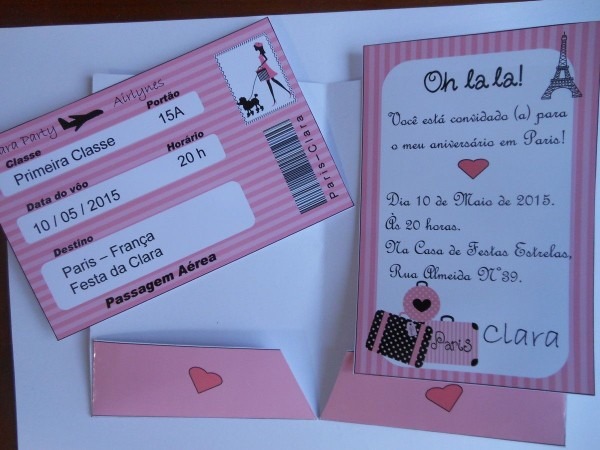 Convite passaporte paris, medida da capa 10 x 15 cm fechada Convite passaporte paris, medida da capa 10 x 15 cm fechada