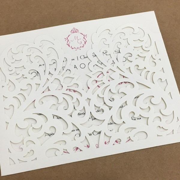 2 convites de casamento corte a laser creme e rosê 2 convites de casamento corte a laser creme e rosê