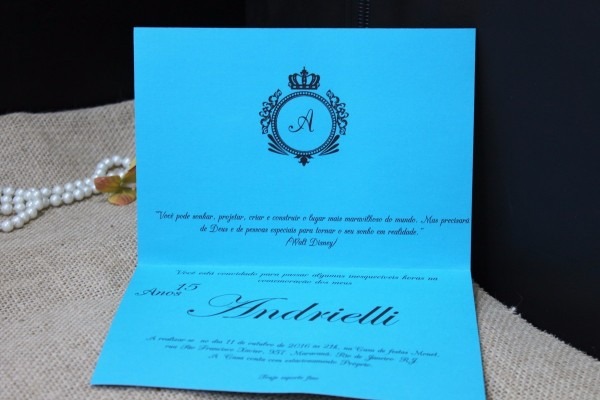 45 convites 15 anos azul tiffany c preto + laço + frete 45 convites 15 anos azul tiffany c preto + laço + frete