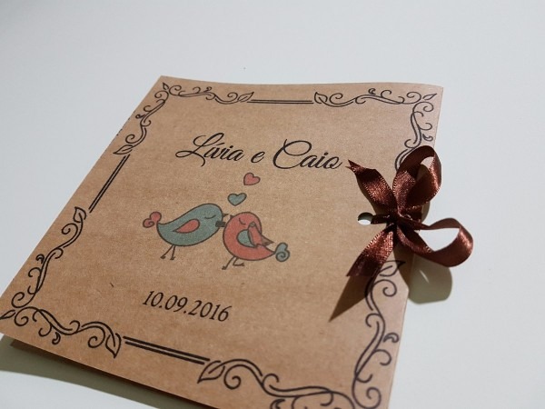 50 convites casamento rustico com cetim (papel kraft) 50 convites casamento rustico com cetim (papel kraft)