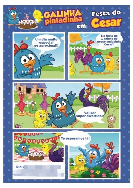 50 convites galinha pintadinha gibi convite infantil 180g 50 convites galinha pintadinha gibi convite infantil 180g