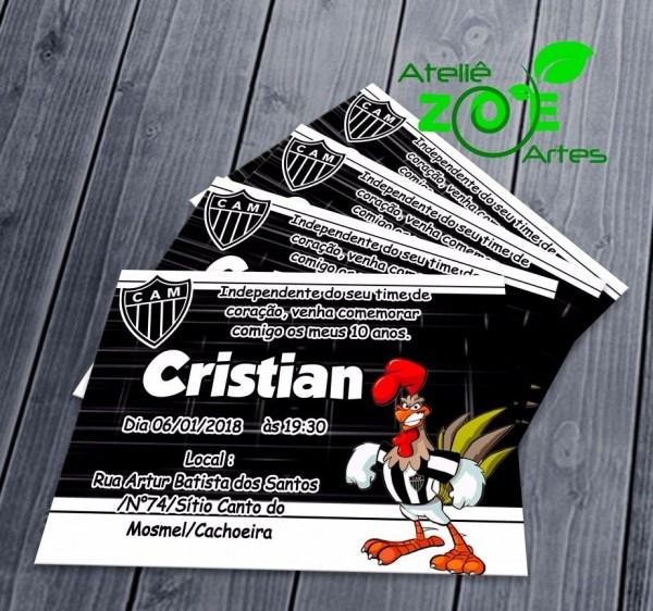50 convites personalizados aniversÃ¡rio atletico mineiro 1