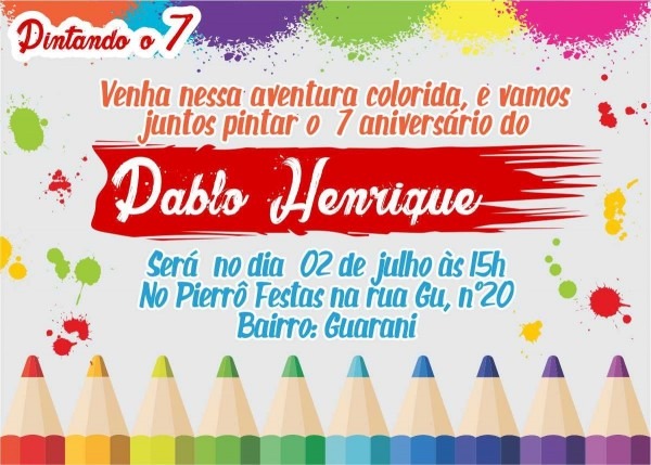 60 convites pintando o 7 personalizados + frete grÃ¡tis