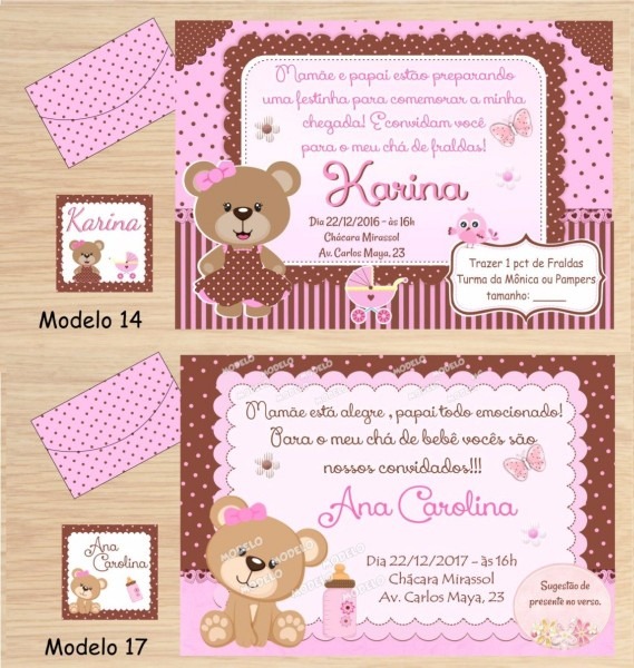 64 convites menina chÃ¡ bebÃª chÃ¡ fraldas