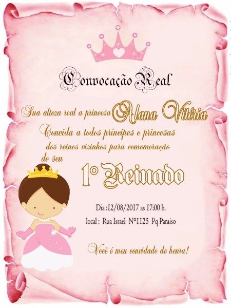 70 convites pergaminho princesa +tag+frete