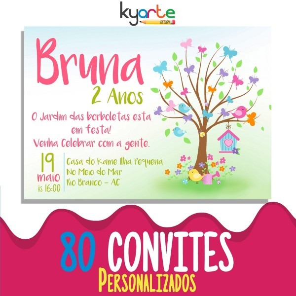80 convites aniversário jardim das borboletas frete grátis 80 convites aniversário jardim das borboletas frete grátis