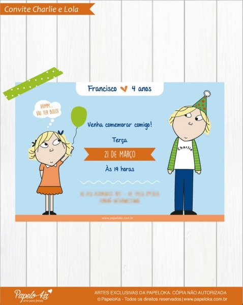 Convite digital charlie e lola Convite digital charlie e lola