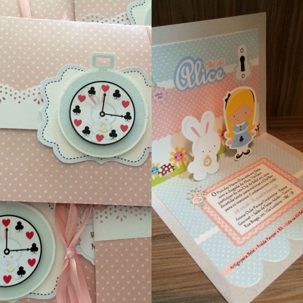 Convite para chá de bebê alice no paÃs das maravilhas feito por Convite para chá de bebê alice no paÃs das maravilhas feito por