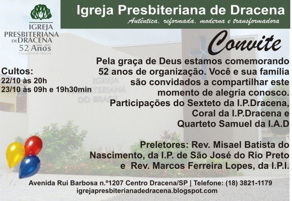 Convites Para AniversÃ¡rios De Igrejas â Modelos De Convite
