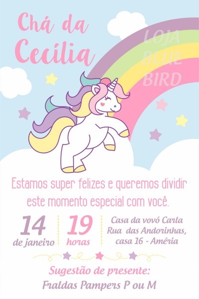 Arte convite digital e para imprimir cha de bebe no elo7