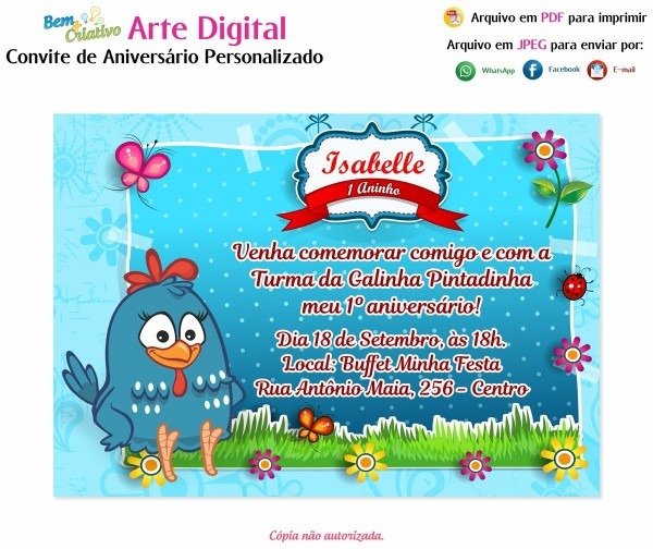 Arte convite digital galinha pintadinha Arte convite digital galinha pintadinha