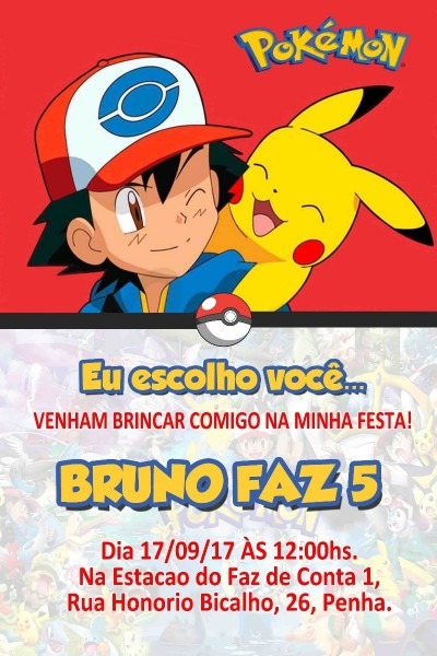 Arte convite digital virtual pokemon