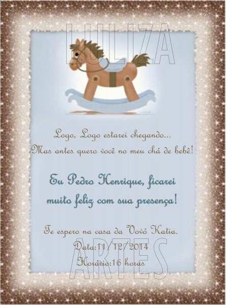 Arte digital convite chá cavalinho no elo7 Arte digital convite chá cavalinho no elo7