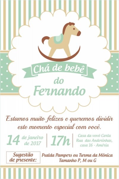 Arte digital convite cha de bebe cavalo de balanço no elo7 Arte digital convite cha de bebe cavalo de balanço no elo7