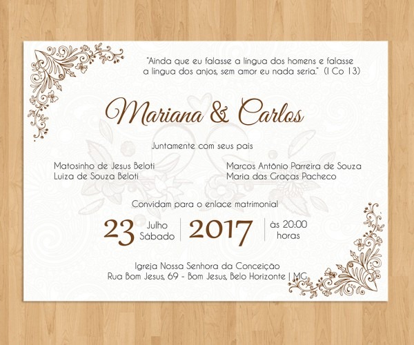 Arte digital convite de casamento
