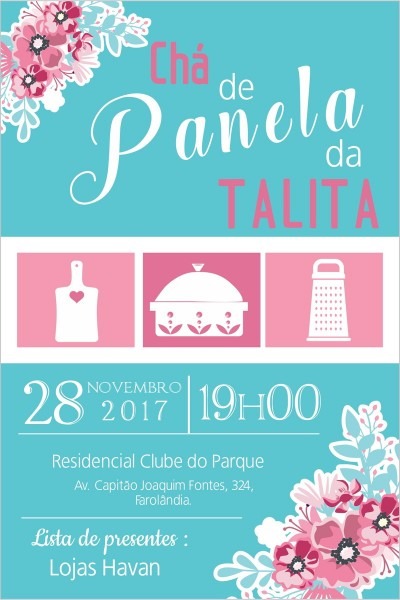 Arte digital convite cha de panela