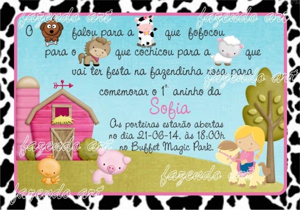 Arte digital convite fazendinha rosa no elo7 Arte digital convite fazendinha rosa no elo7