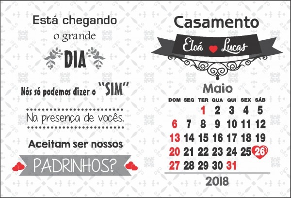 Arte digital convite padrinhos calendÃrio 1 no elo7 Arte digital convite padrinhos calendÃrio 1 no elo7