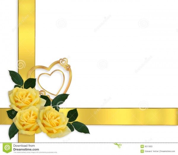 Beira das rosas do amarelo do convite do casamento ilustraÃ§Ã£o