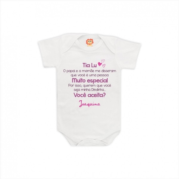 Body de bebê convite de dinda Body de bebê convite de dinda