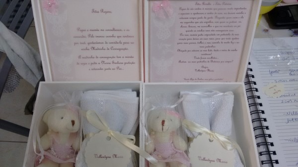 Caixa convite para padrinhos de batismo no elo7