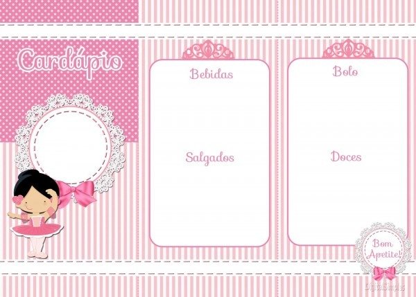 Kit de personalizados tema  bailarina rosa  para imprimir