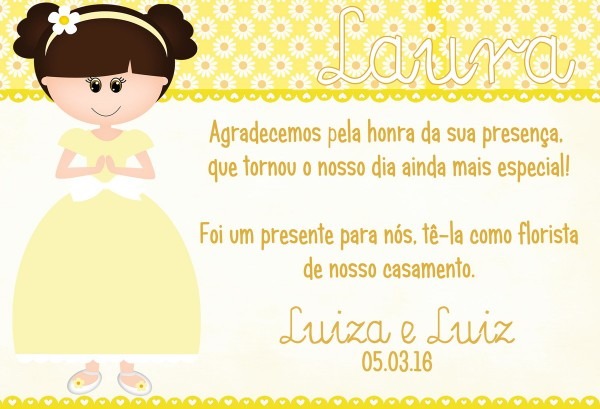 Cartão agradecimento dama e pajem no elo7 Cartão agradecimento dama e pajem no elo7