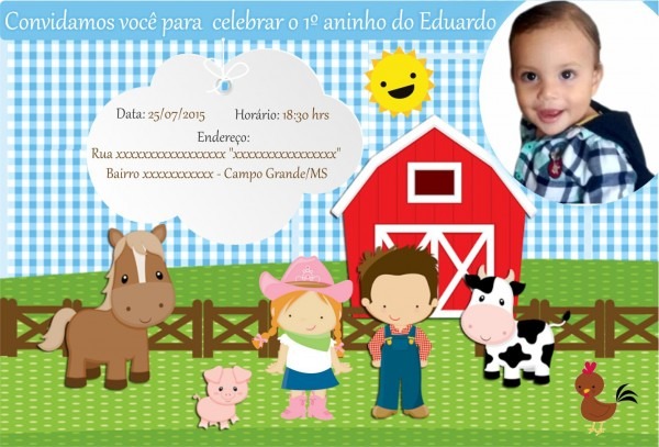 Convite infantil fazenda modelo ( eduardo ) Convite infantil fazenda modelo ( eduardo )