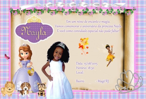 Convite infantil princesa sofia ( nayla ) Convite infantil princesa sofia ( nayla )