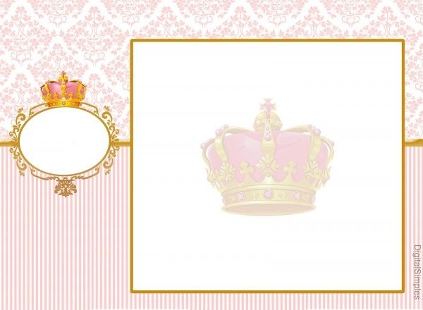 Kit personalizado tema  coroa rosa menina  para imprimir