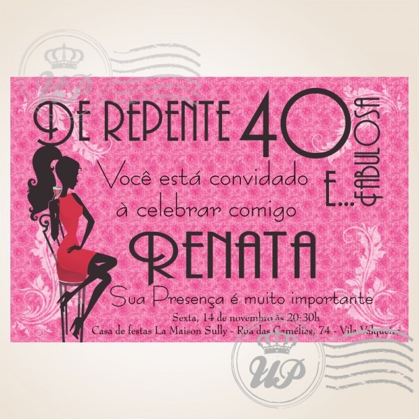 Convite aniversário adulto Convite aniversário adulto