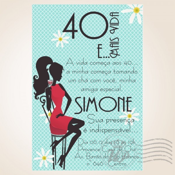 Convite aniversário adulto Convite aniversário adulto