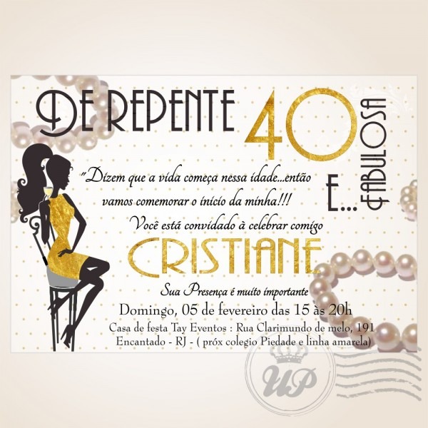 Convite 40 anos mascolino Convite 40 anos mascolino