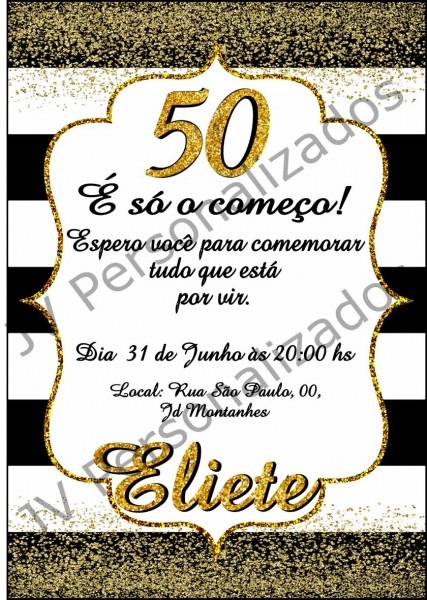 Convite 50 anos no elo7 Convite 50 anos no elo7