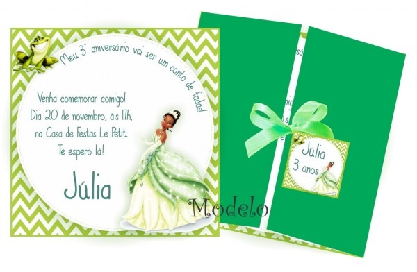 Convite a princesa e o sapo no elo7