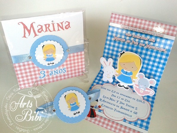 Convite alice popup 3d no elo7 Convite alice popup 3d no elo7