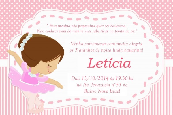 Convite aniversâ°rio bailarina 6 » happy birthday world Convite aniversâ°rio bailarina 6 » happy birthday world