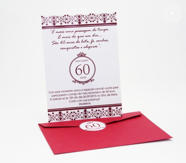 Convite aniversário 60 anos no elo7 Convite aniversário 60 anos no elo7