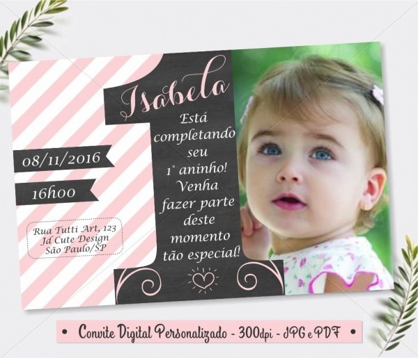 Convite de 1 ano Convite de 1 ano