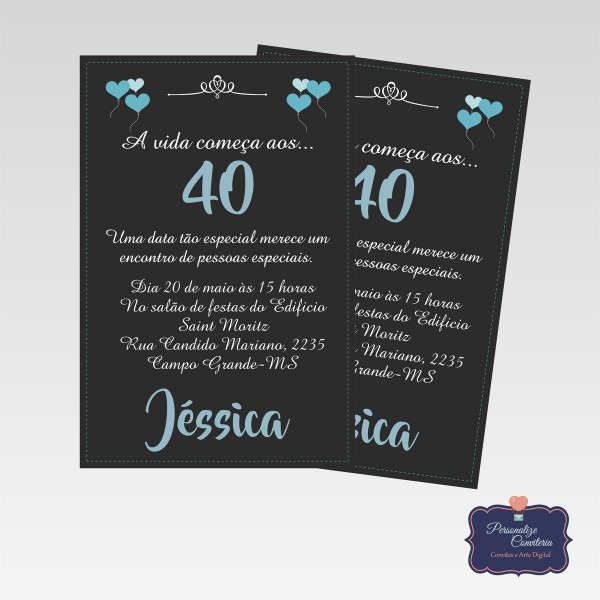 Convite aniversário adulto Convite aniversário adulto