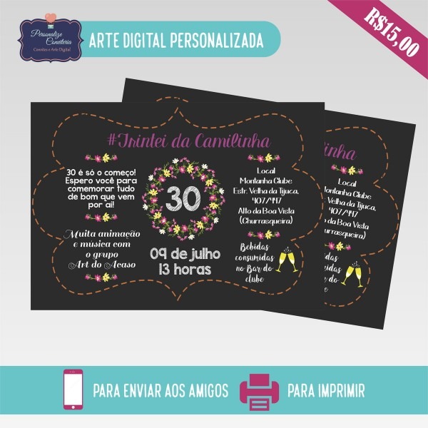 Convite aniversário adulto Convite aniversário adulto