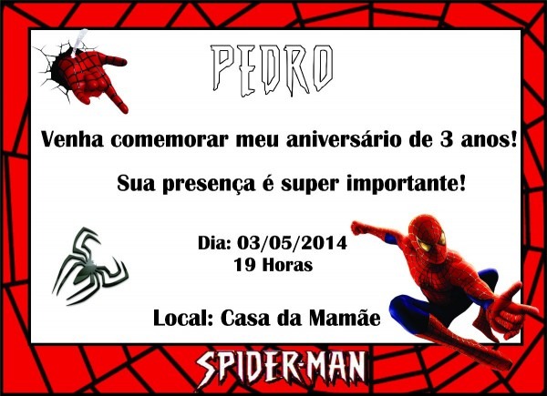 Convite aniversario digital homem aranha