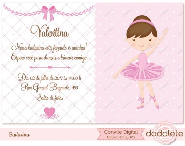 Convite digital bailarina no elo7 Convite digital bailarina no elo7
