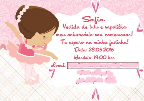 Convite digital bailarina no elo7 Convite digital bailarina no elo7