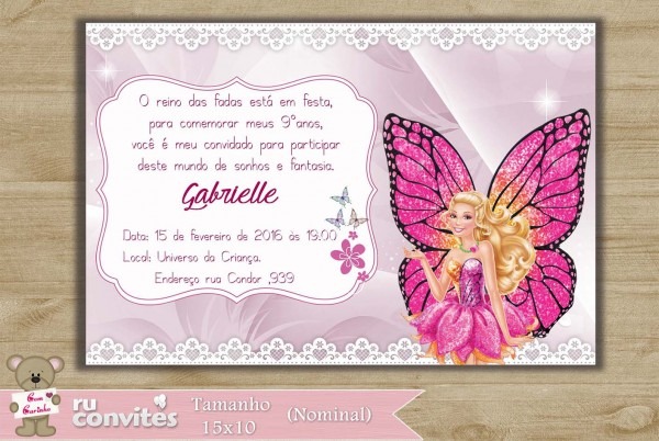 Convite barbie (493) no elo7 Convite barbie (493) no elo7