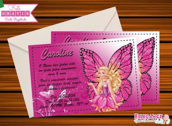Convite barbie butterfly no elo7 Convite barbie butterfly no elo7