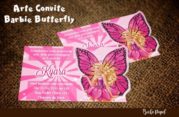 Convite barbie butterfly (arte digital) no elo7 Convite barbie butterfly (arte digital) no elo7
