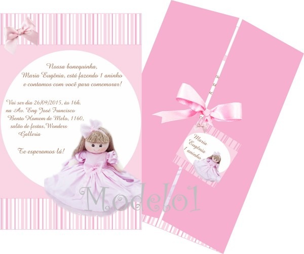 Convite boneca de pano no elo7 Convite boneca de pano no elo7