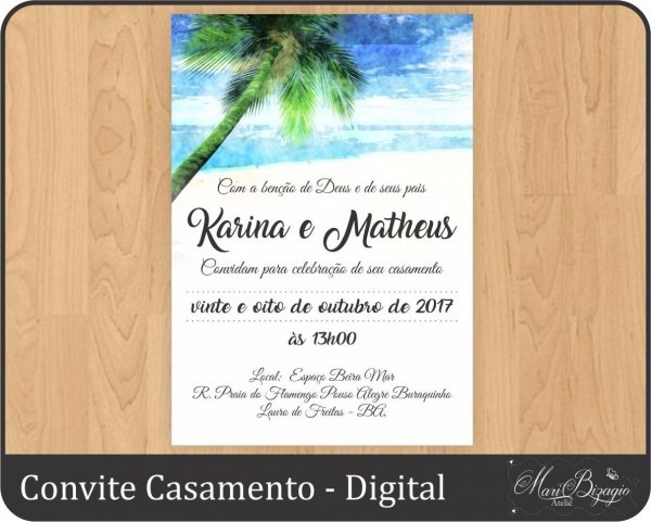 Convite casamento praia
